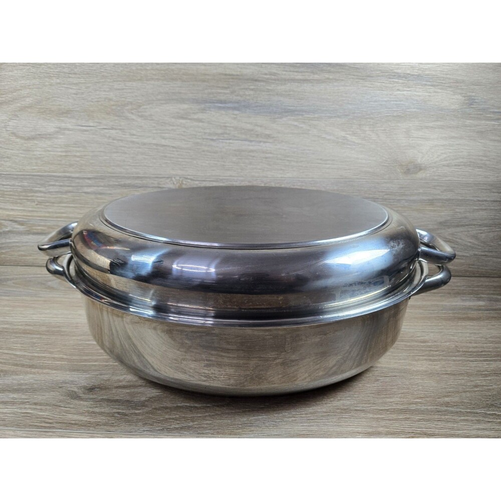 PROFESSIONAL PLATINUM COOKING SYSTEM Oval Roaster -Lid And Rack. Stainless Steel